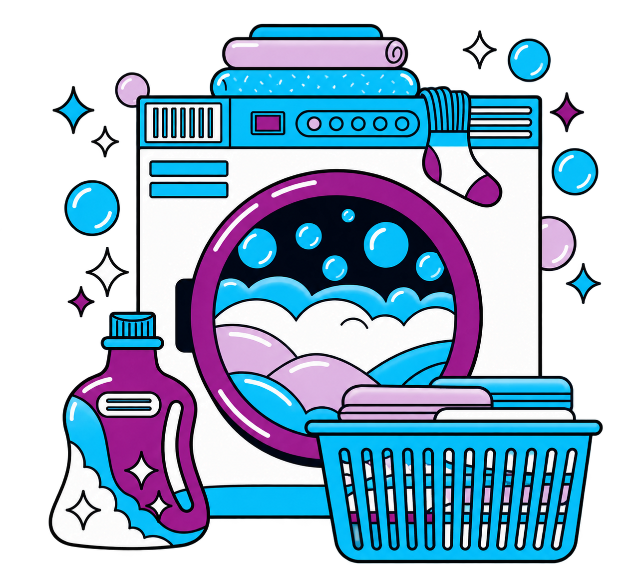 Clean and modern laundromat interior