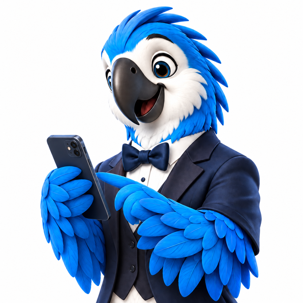 Alfie holding a smartphone.